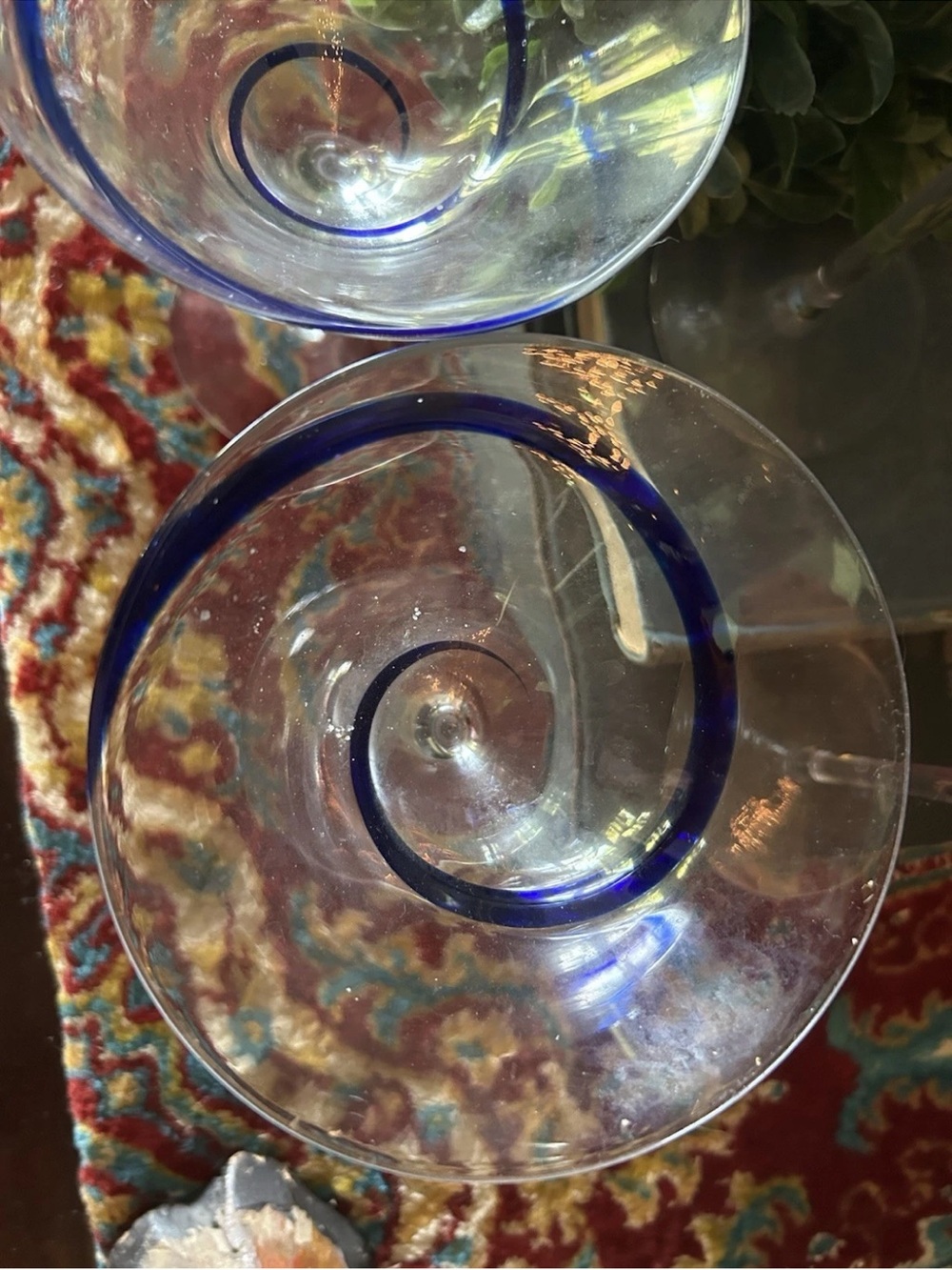 4 Pier 1 Swirline Blue Martini Cocktail Glasses 6.5" Excellent Condition - Picture 3 of 5